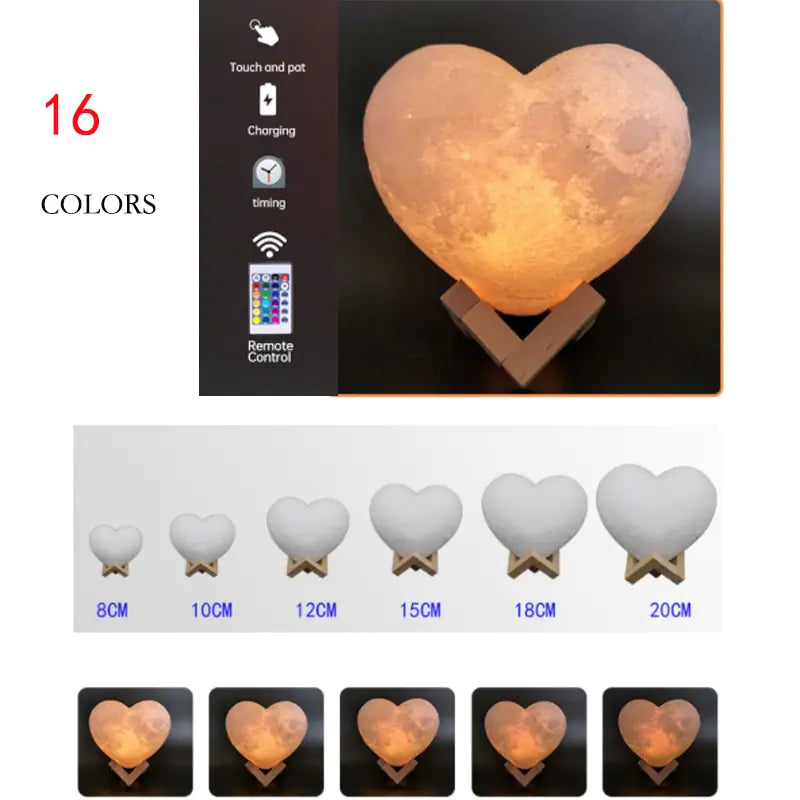 Love At First Site Heart-Shaped Moon Lamp